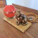 1930s marble lamp with orange globe