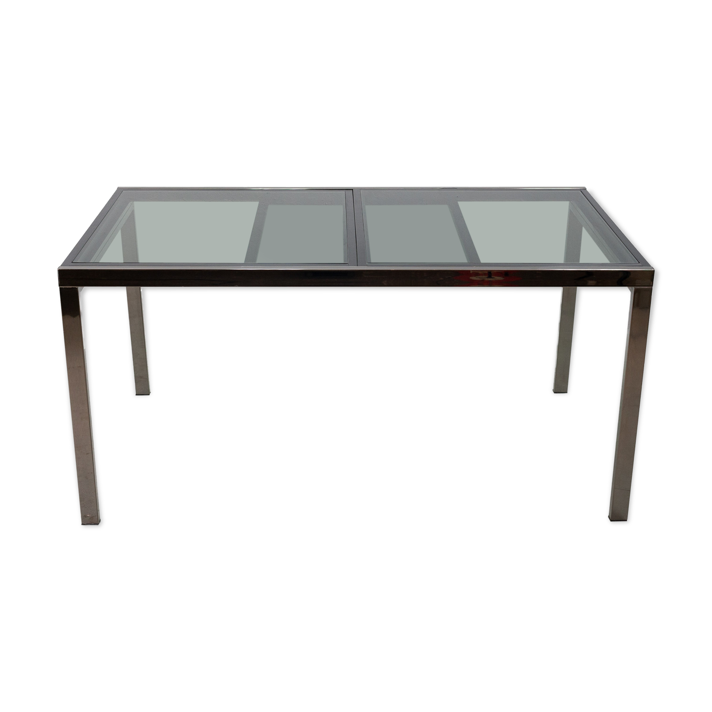 Milo Baughman extendable smoked glass dining table