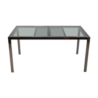 Table à manger en verre fumé extensible par Milo Baughman