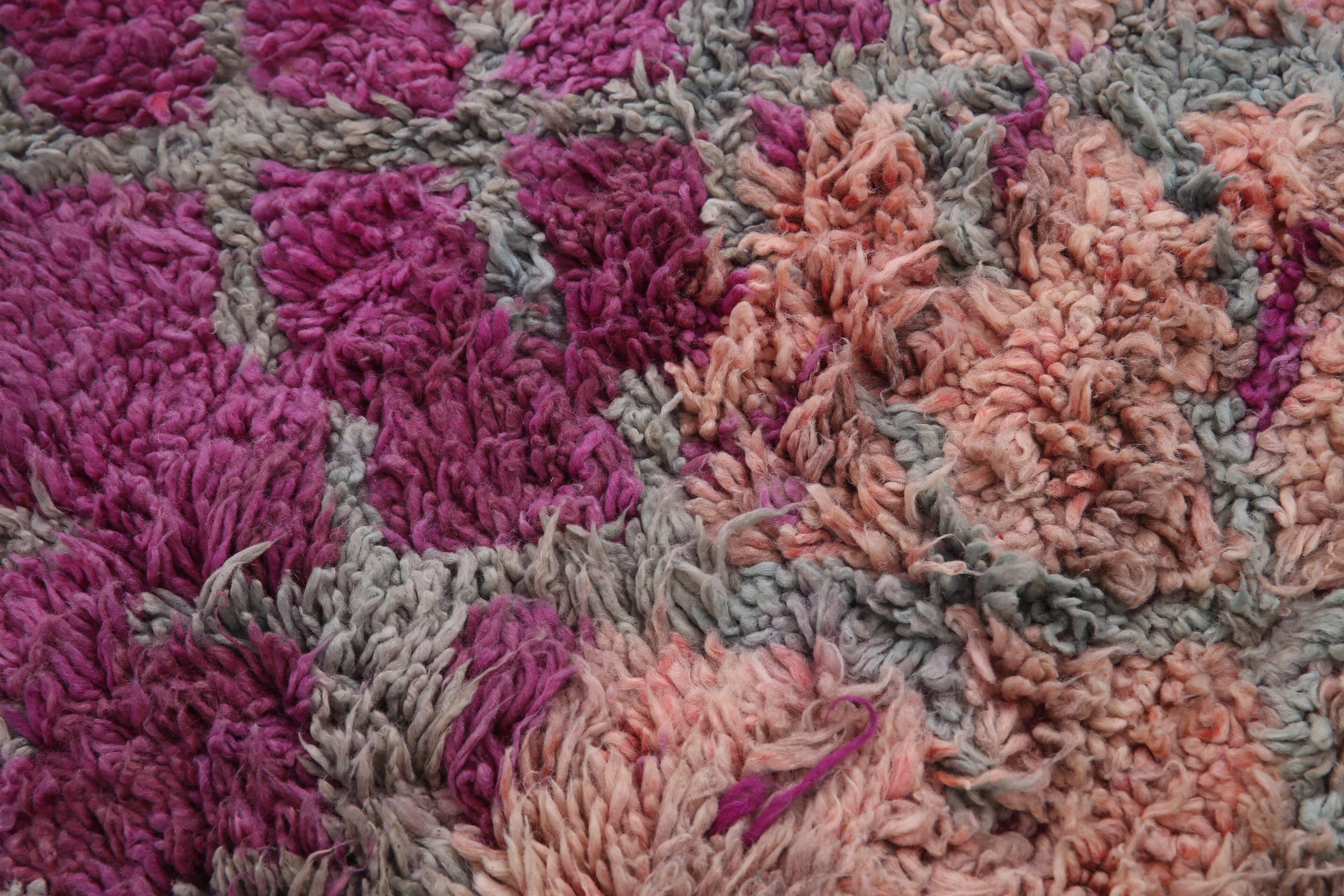 Purple Vintage Moroccan Rug 185 x 437 cm - Large Berber Wool Rug Handmade