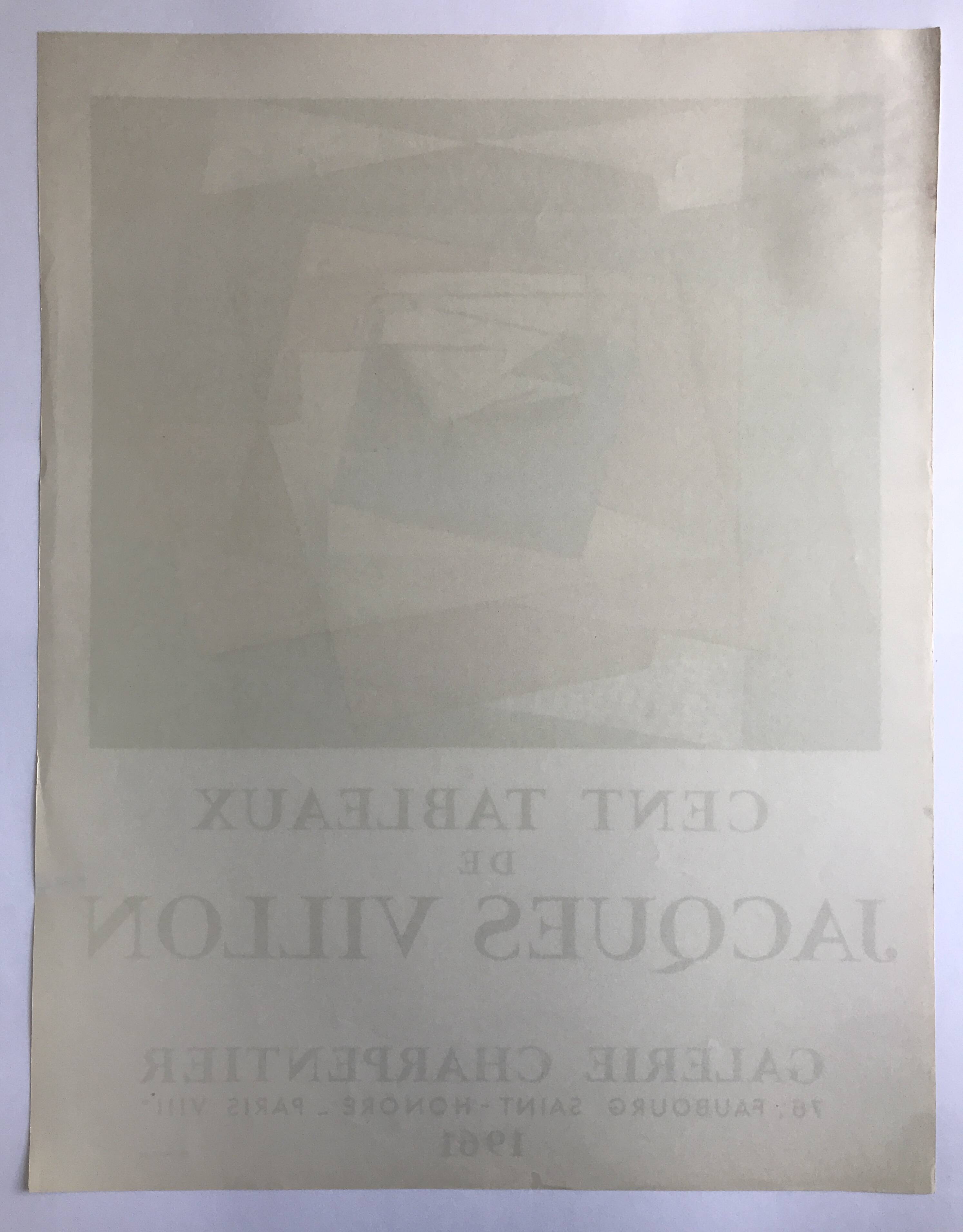 Affiche d'exposition en lithographie de jacques villon, galerie charpentier, 1961