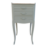 Louis XV style bedside table of beautiful craftsmanship re-enchanted in grey-green.