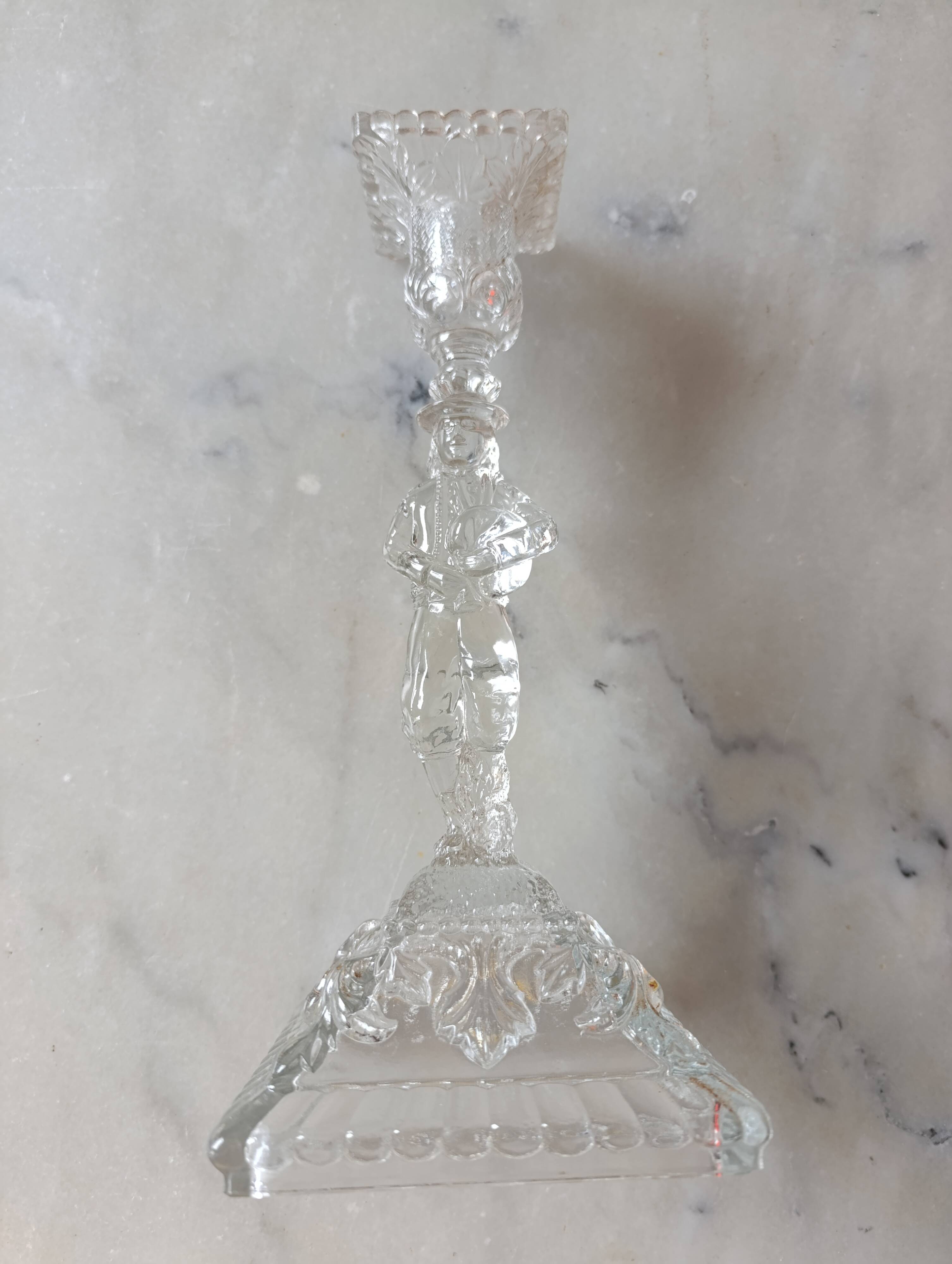 Moulded glass candlestick portieux