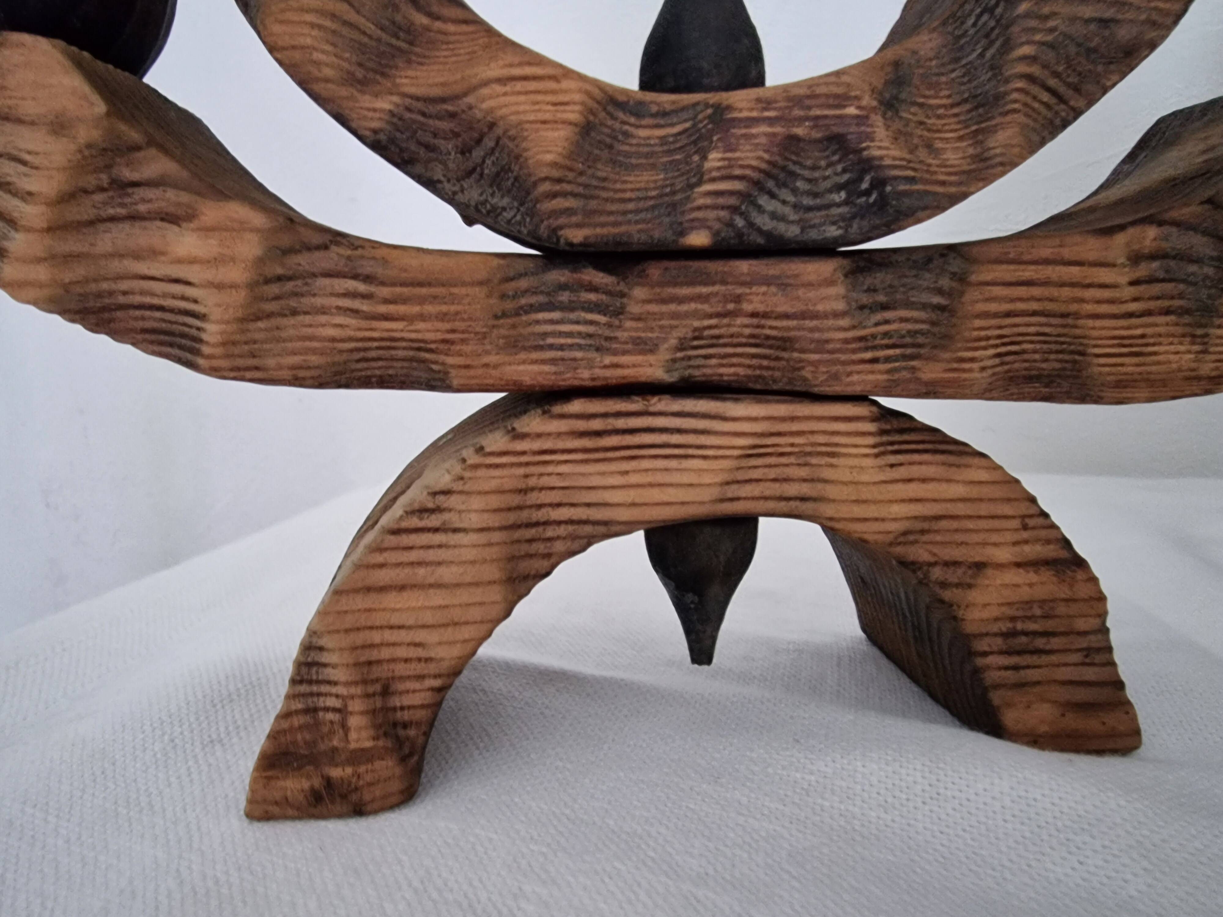 Pair of Brutalist Wooden Candle Holders