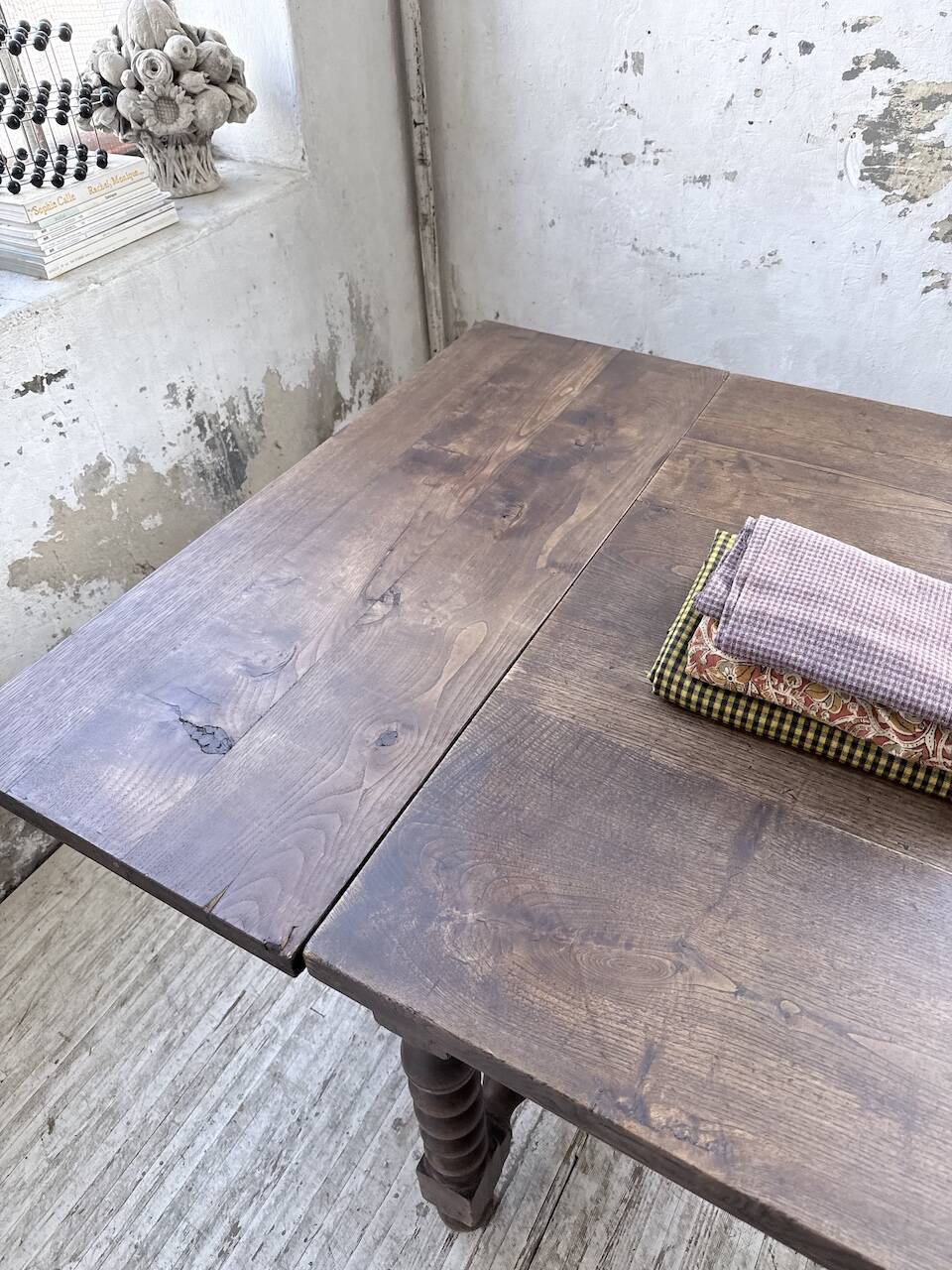 Solid oak table 1900 drapery style XL 280cm with extensions
