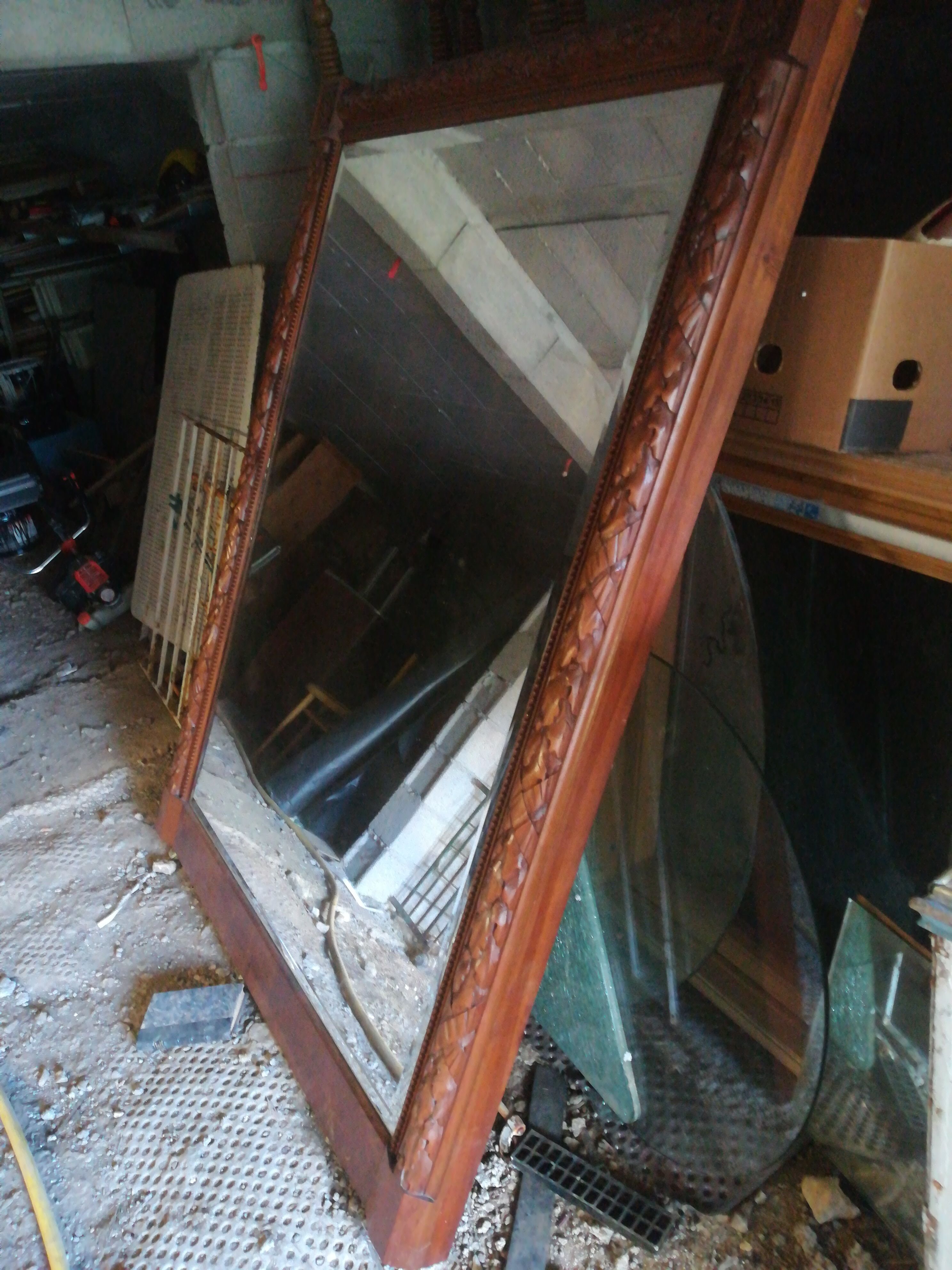 Walnut mirror, 50/60s