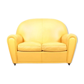 Canapé Poltrona Frau vanity fair en beau cuir jaune