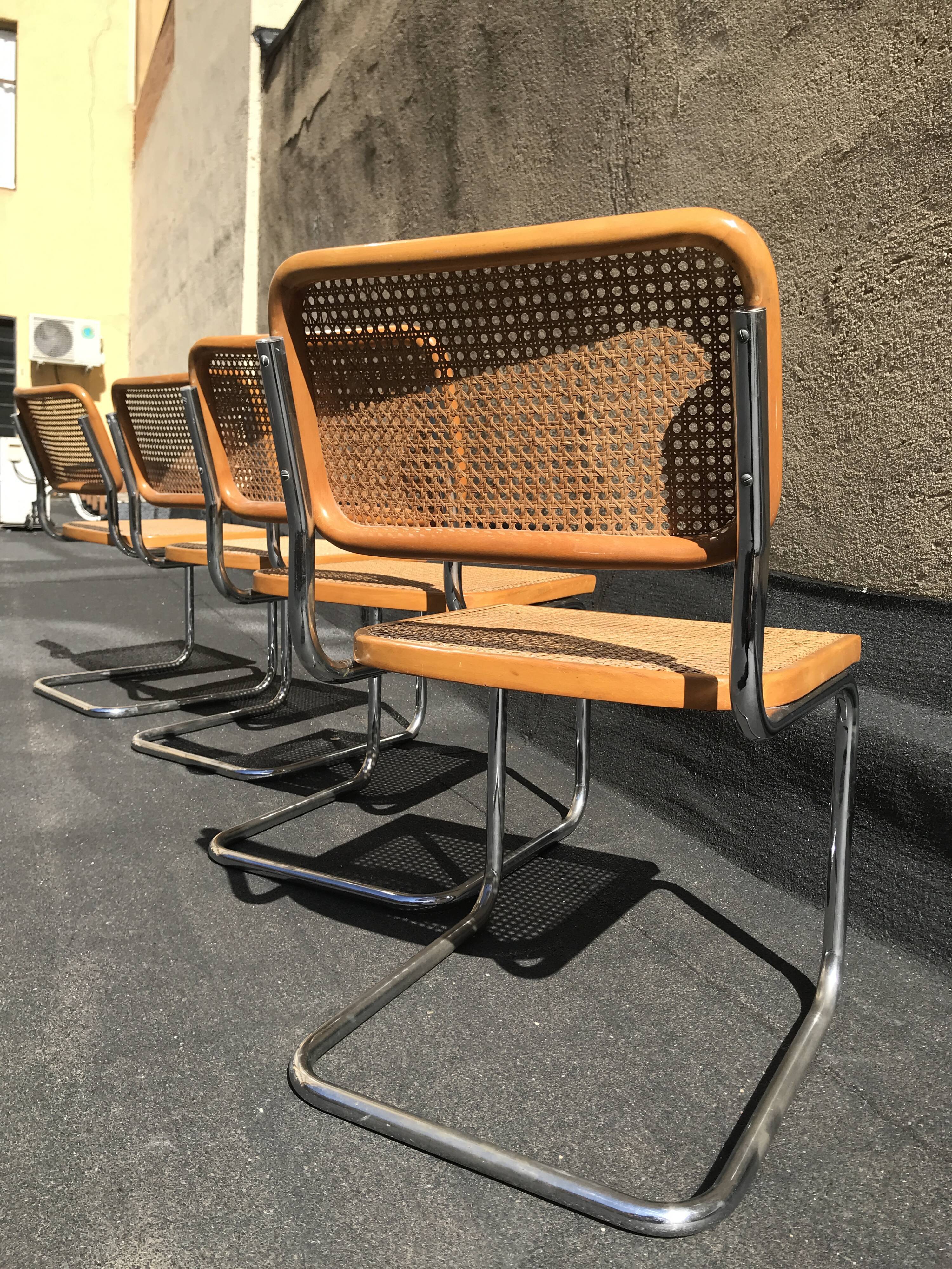 4 chaises Cesca B32 Marcel Breuer