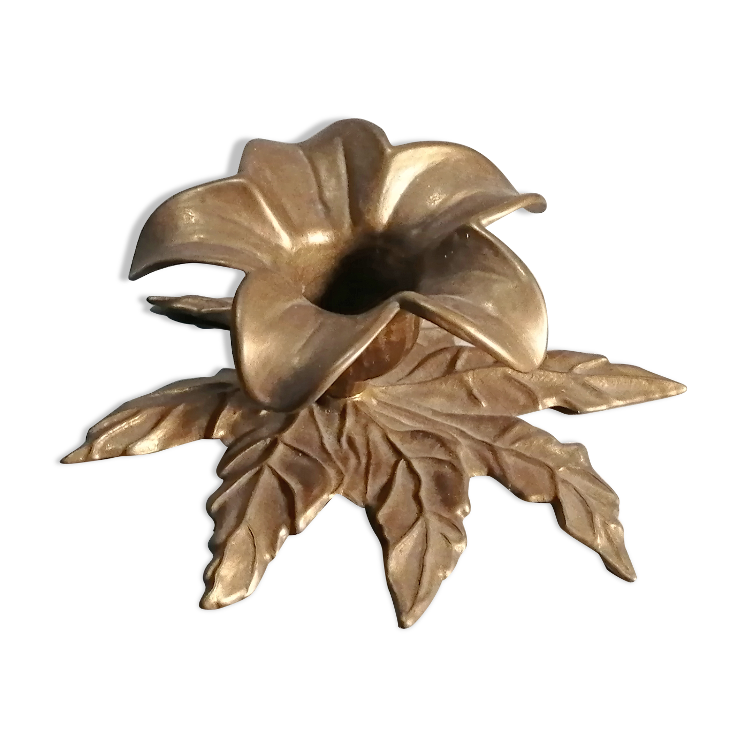 Vintage flower brass candlestick