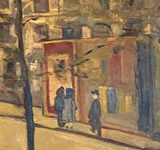 "Animated view of a street in Paris" Oil on canvas 20th century
