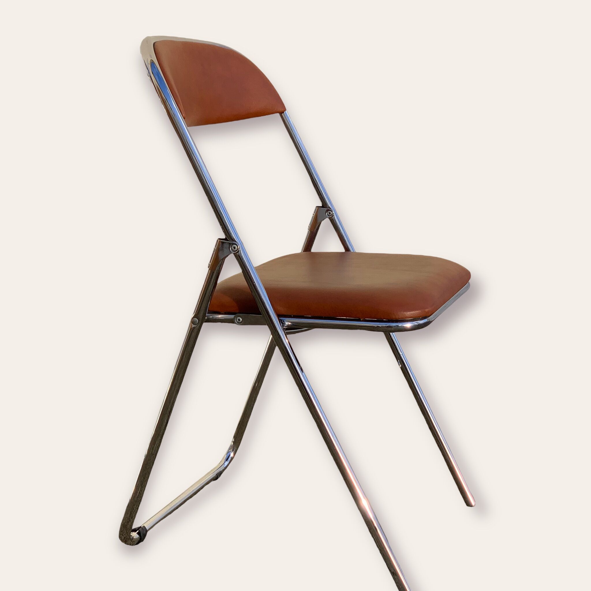 10 vintage skai and chrome metal folding chairs 1970