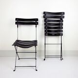 2 chaises pliantes cuir et métal - Paquebot France 1960