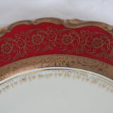 Bavarian porcelain dessert plate, garnet and gold floral rinses