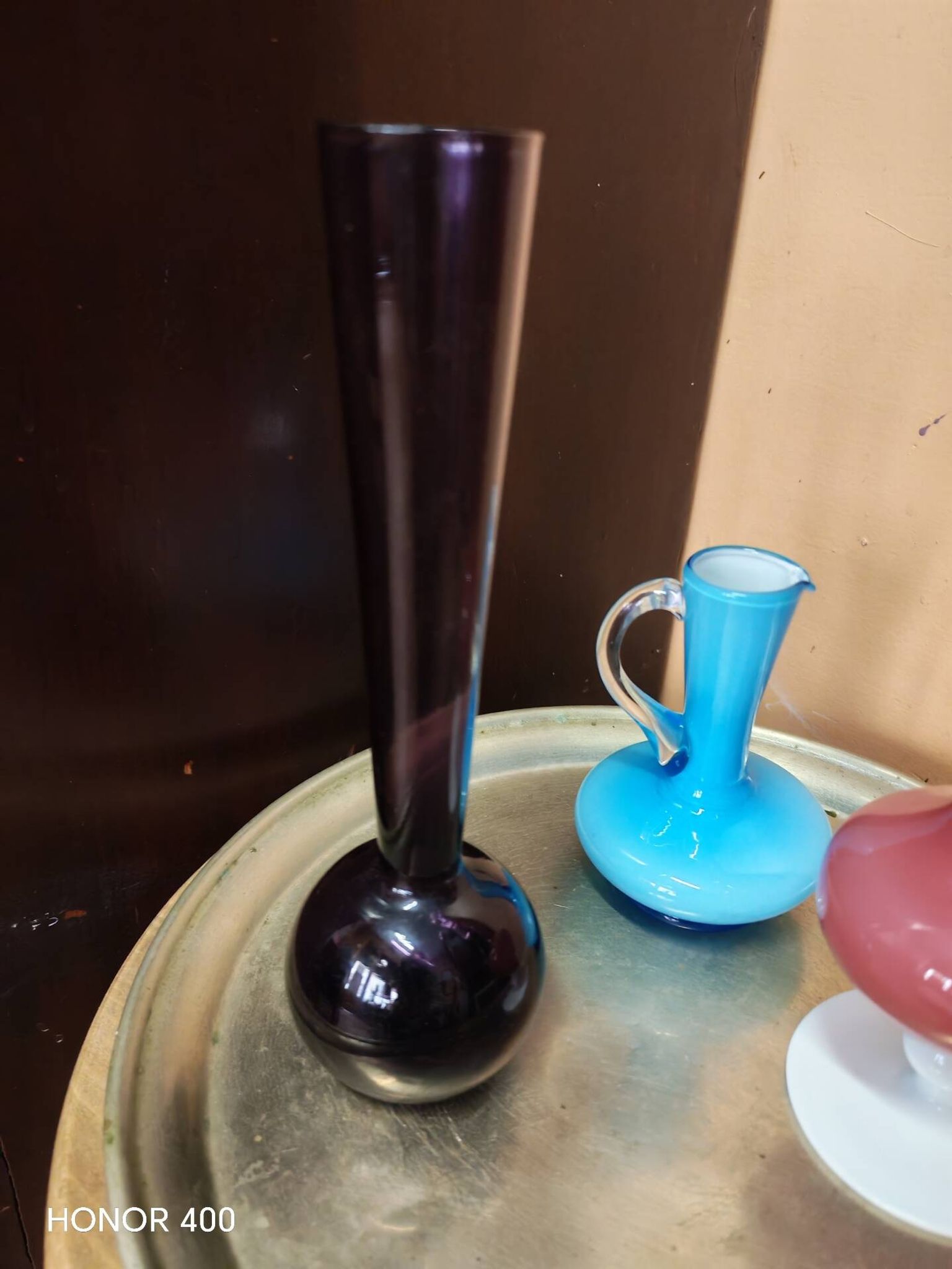 Lot de 3  vases soliflores en verre style mid century modern