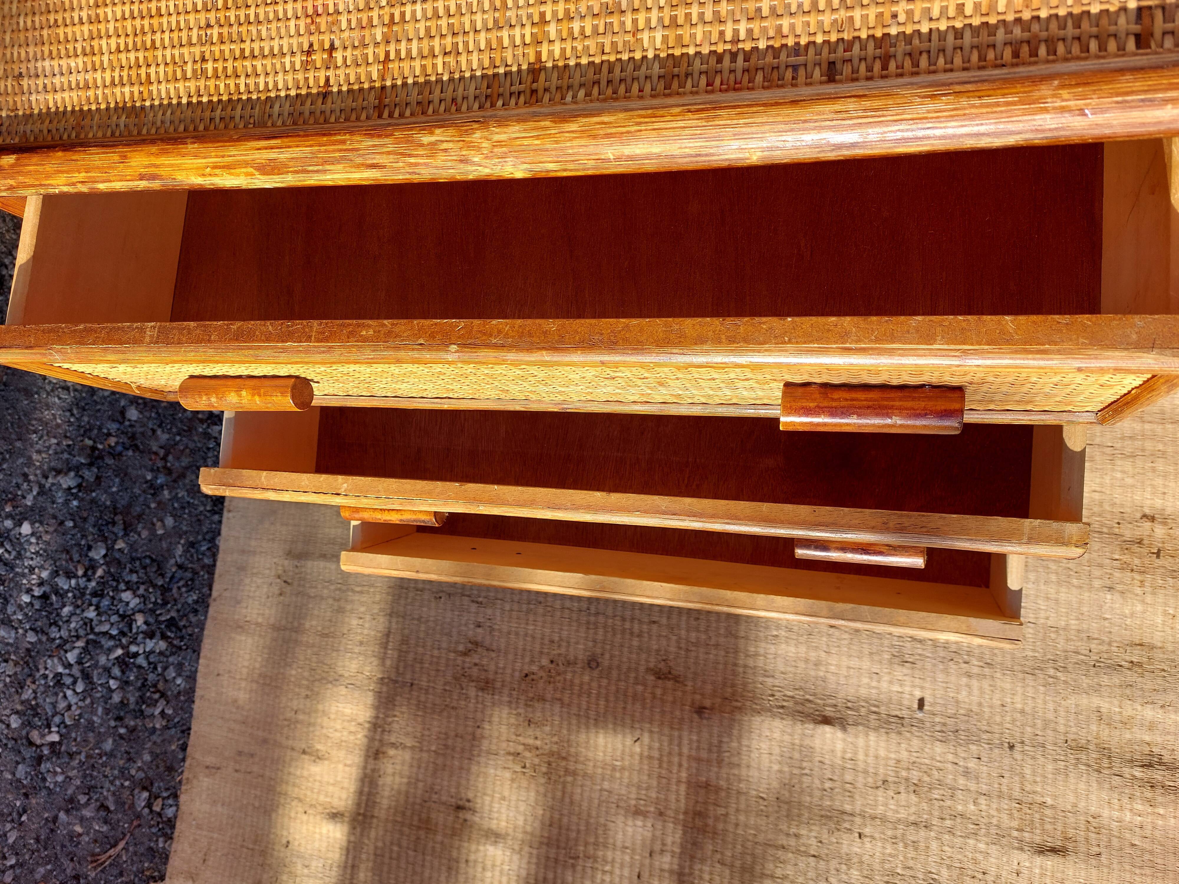 Wicker chest of drawers, canning and bamboo wood