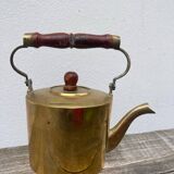 Teapot in gilded brass and wood