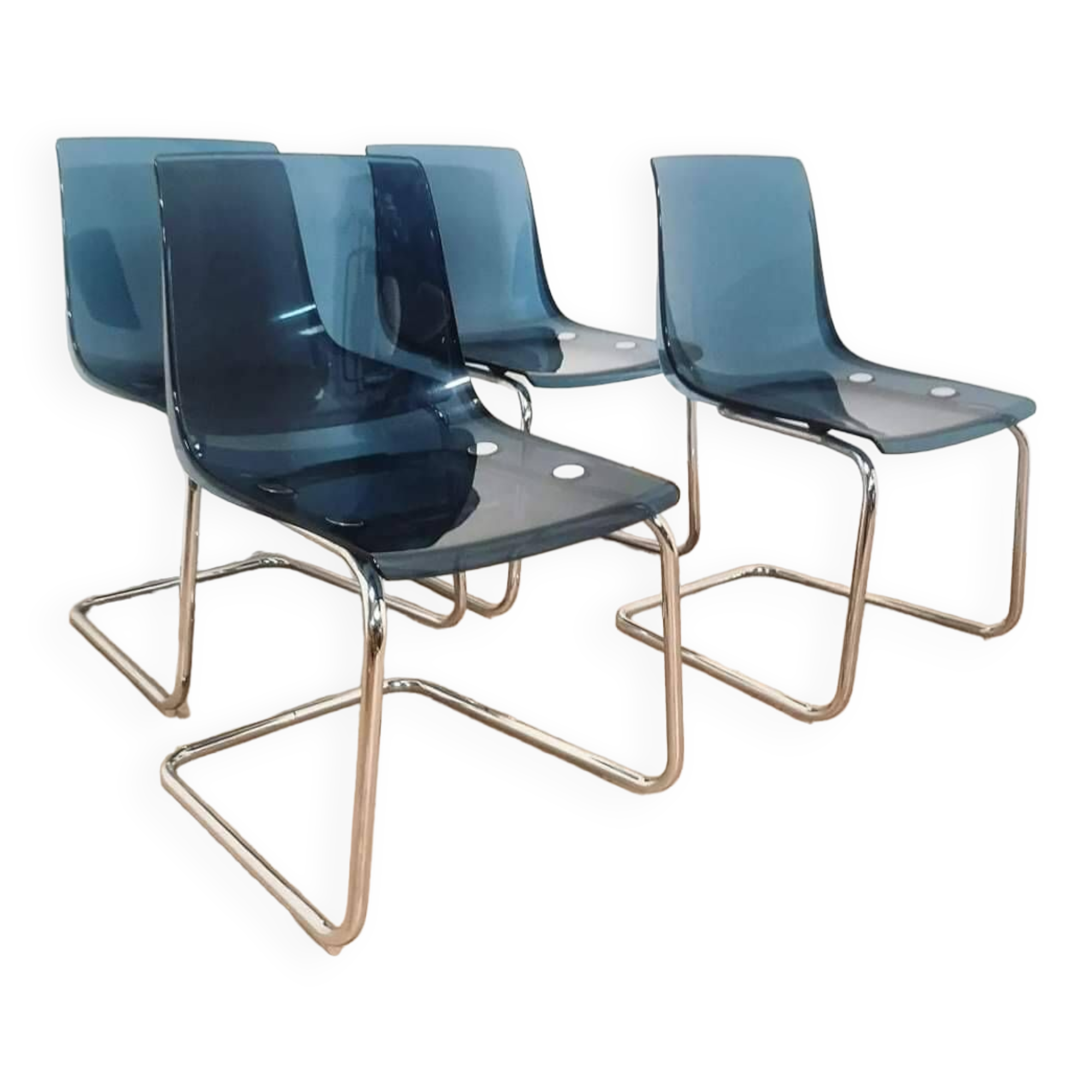Set of 4 Tobias chairs in blue plexi