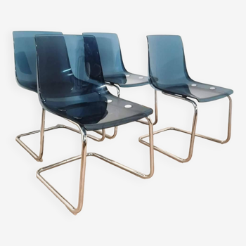 Set of 4 Tobias chairs in blue plexi