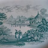 large 19th century earthenware dish and plates with Chinese decor