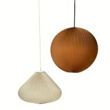 Space age cocoon plisse pendant lamps, 1960s