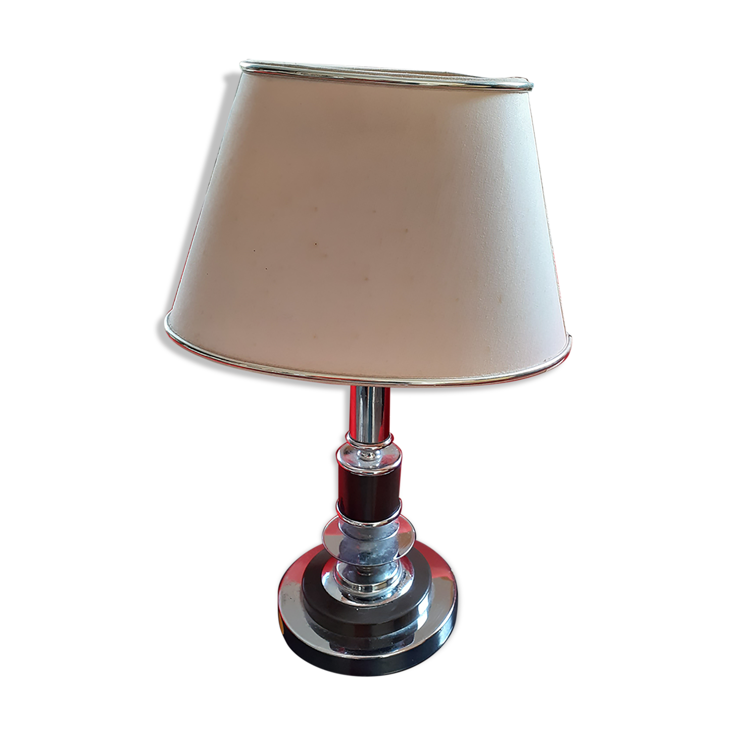 Table lamp in metal and wood