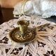Hand candle holder medieval style solid brass twentieth century