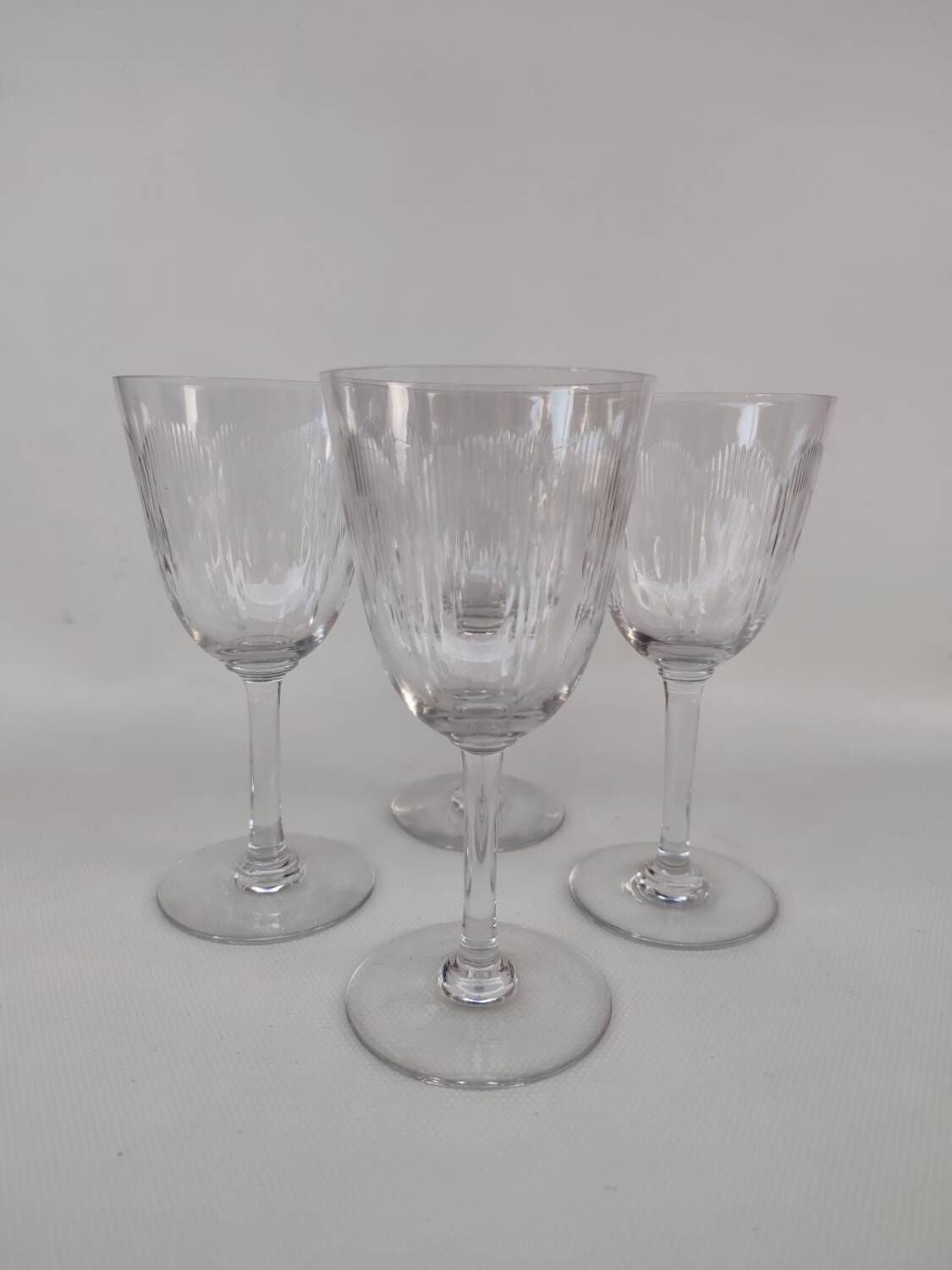 Four Baccarat crystal glasses, Molière pattern. Early 20th century.