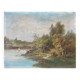 Hst painting "landscape with young fisherman" by lucien henry (1850-1896)