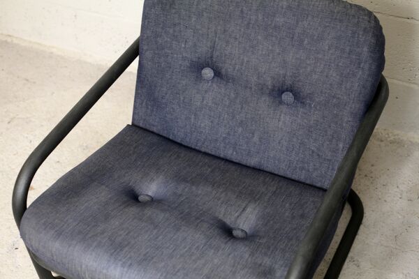 Paire de fauteuils édition Prisunic acier tubulaire et coussins mousses, France, 1973