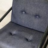 Pair of Prisunic edition armchairs, tubular steel and foam cushions, France, 1973