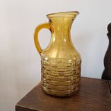 Vase / carafe en verre moutarde retro