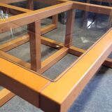 Table basse carrée moderniste en bois et verre