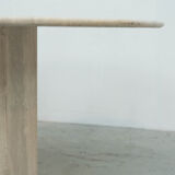 Round Belgian travertine dining table