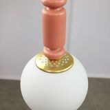 Mid-Century Italian Brass & Opaline Glass Pendant Lamps, Set of 2