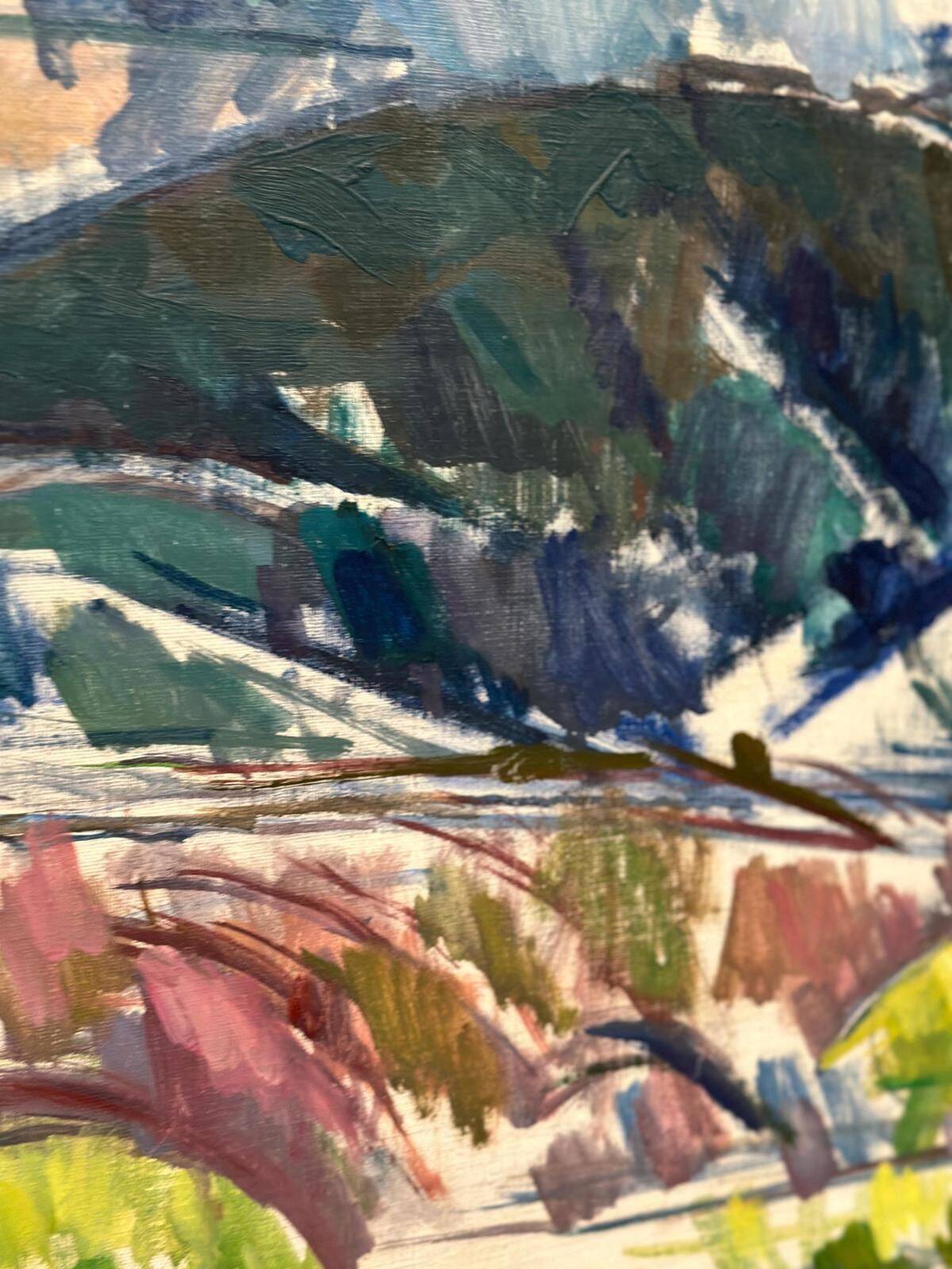 Original huile sur toile suédoise du milieu du siècle – « Paysage serein » par Sture Ekengren – Vintage et encadré