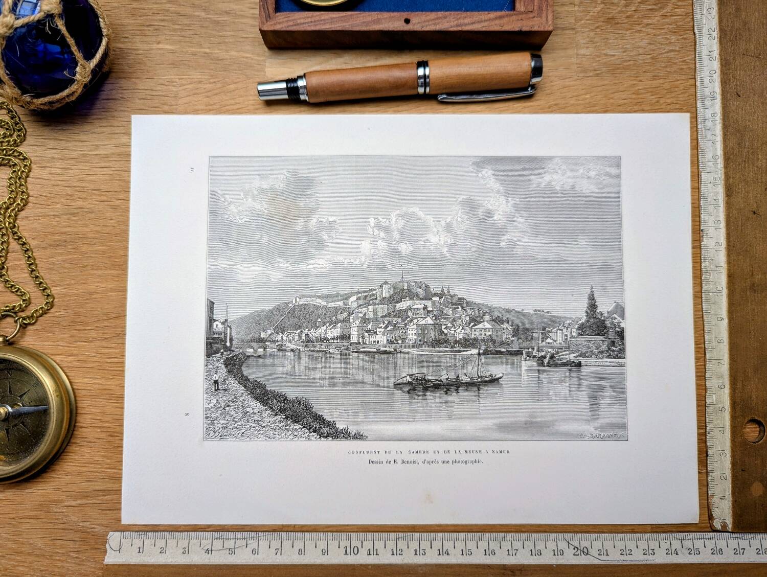 Namur, Belgium, Vintage engraving, 1879.