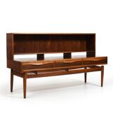 Kurt Østervig Low Walnut Sideboard with Bookcase Top 1950s