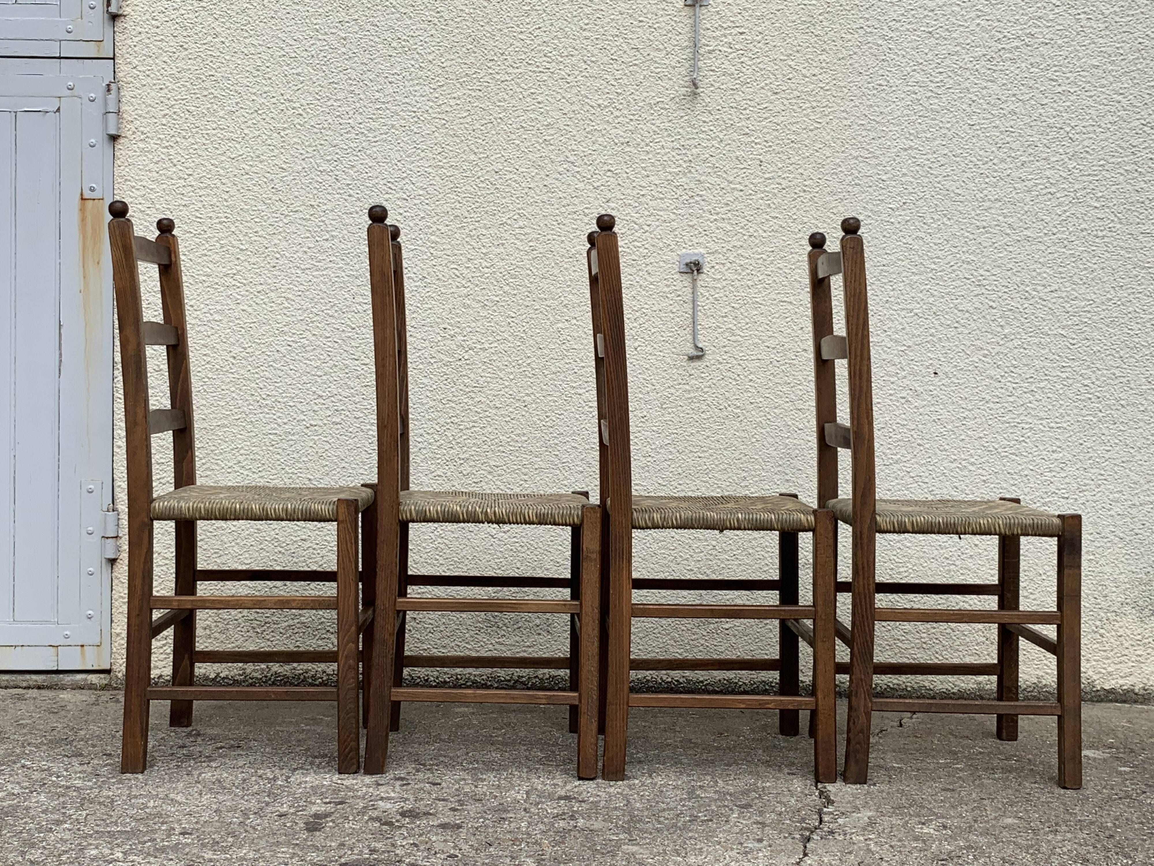 Two-tone straw chairs 1950