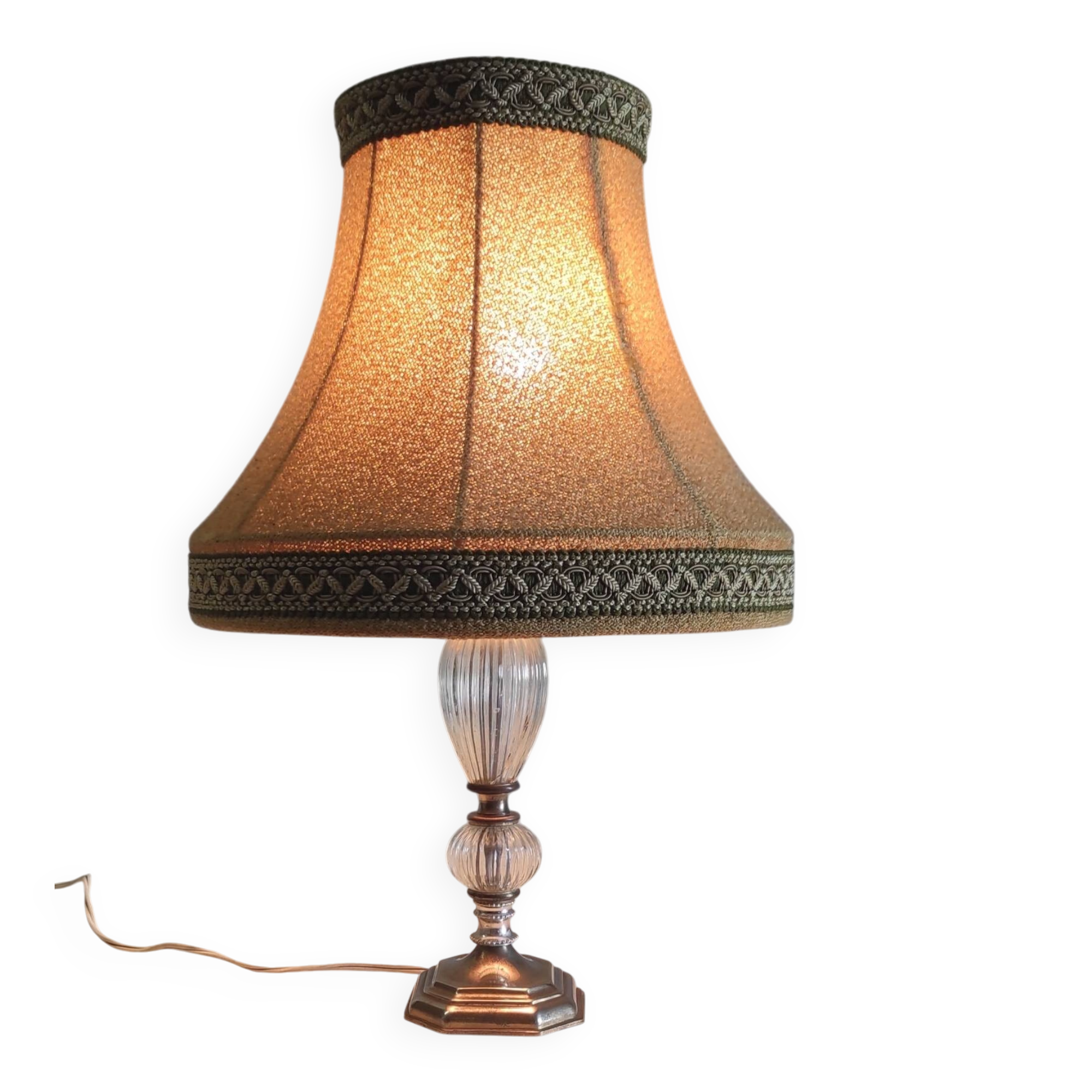 Table lamp in brass and glass - mid 20th century