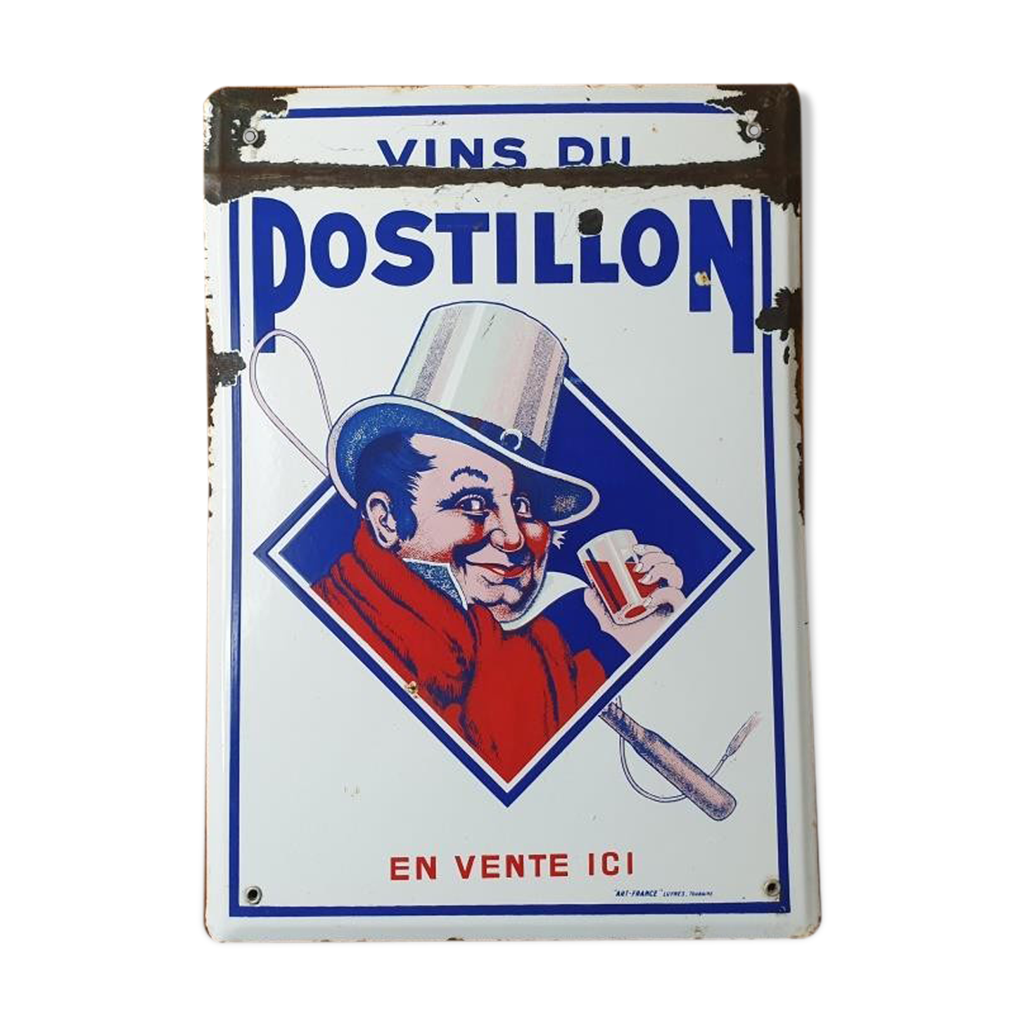 Enamelled plate wines of postillon