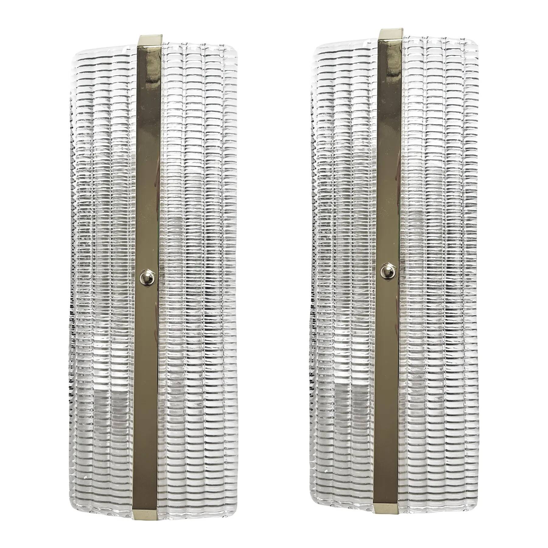 Modern Rectangular Murano Glass Wall Sconce Set with Chrome Finish