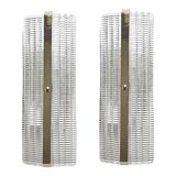 Modern Rectangular Murano Glass Wall Sconce Set with Chrome Finish