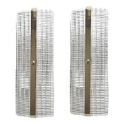Modern Rectangular Murano Glass Wall Sconce Set with Chrome Finish