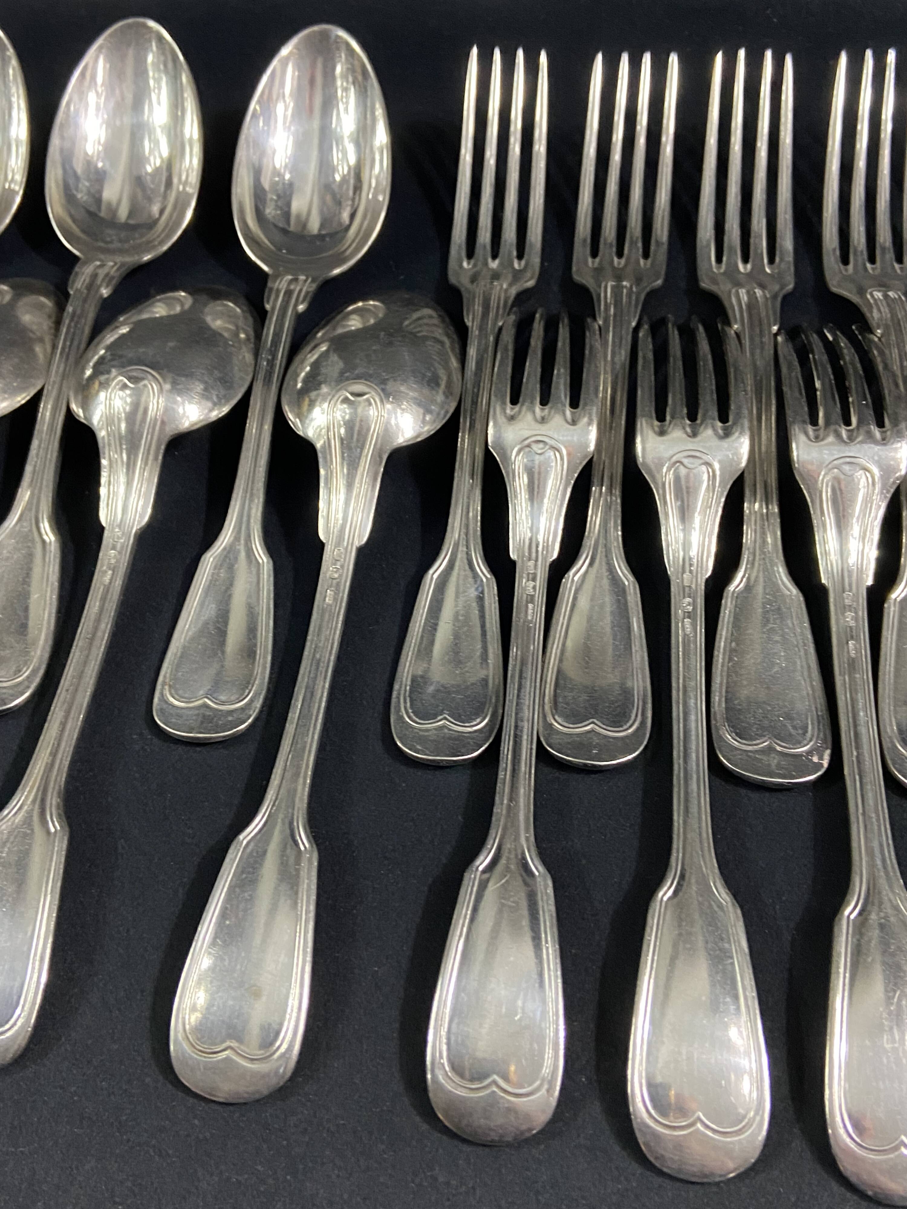 12 large spoons 12 forks silver metal net model Lou style
