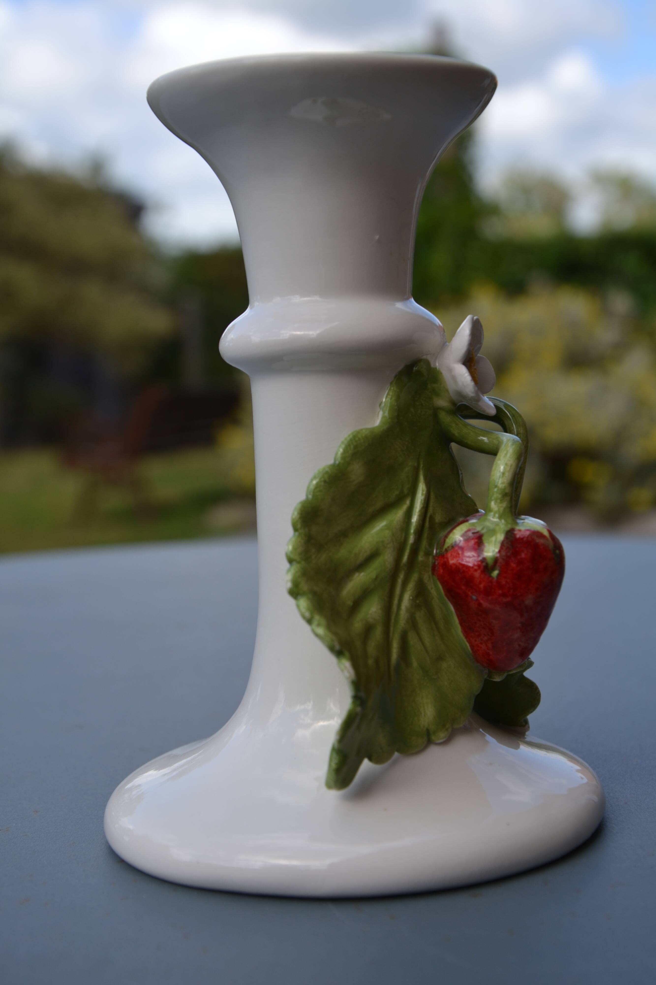 Strawberry earthenware candlestick