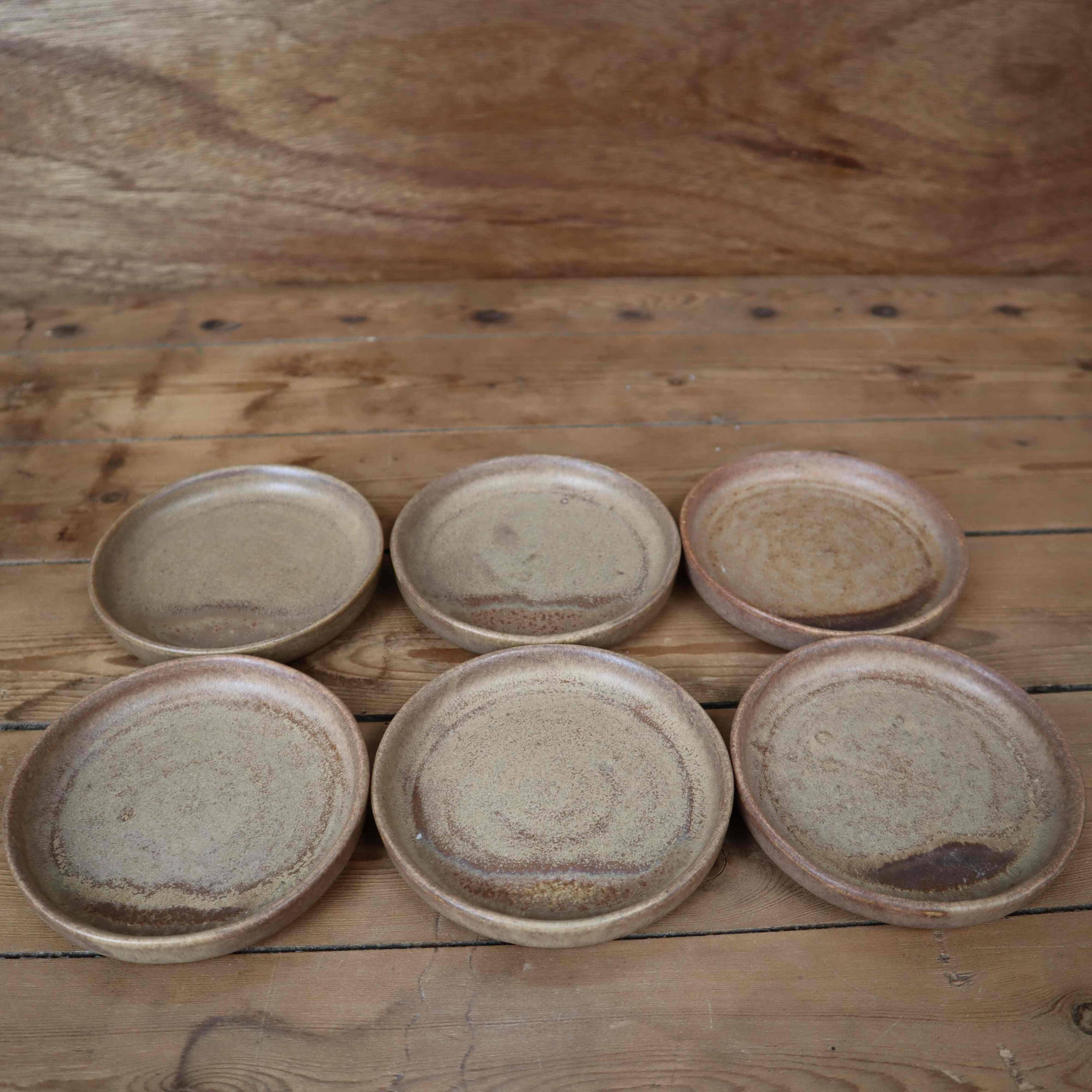 6 Antique Stoneware Coasters