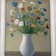 Tableau ancien bouquet de pâquerettes