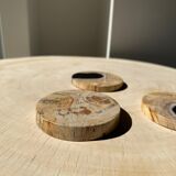 Set of 3 fossilized wooden coasters (clear)
