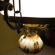 Hanging lamp of the 1950s, white opaline shade and porcelain decoration