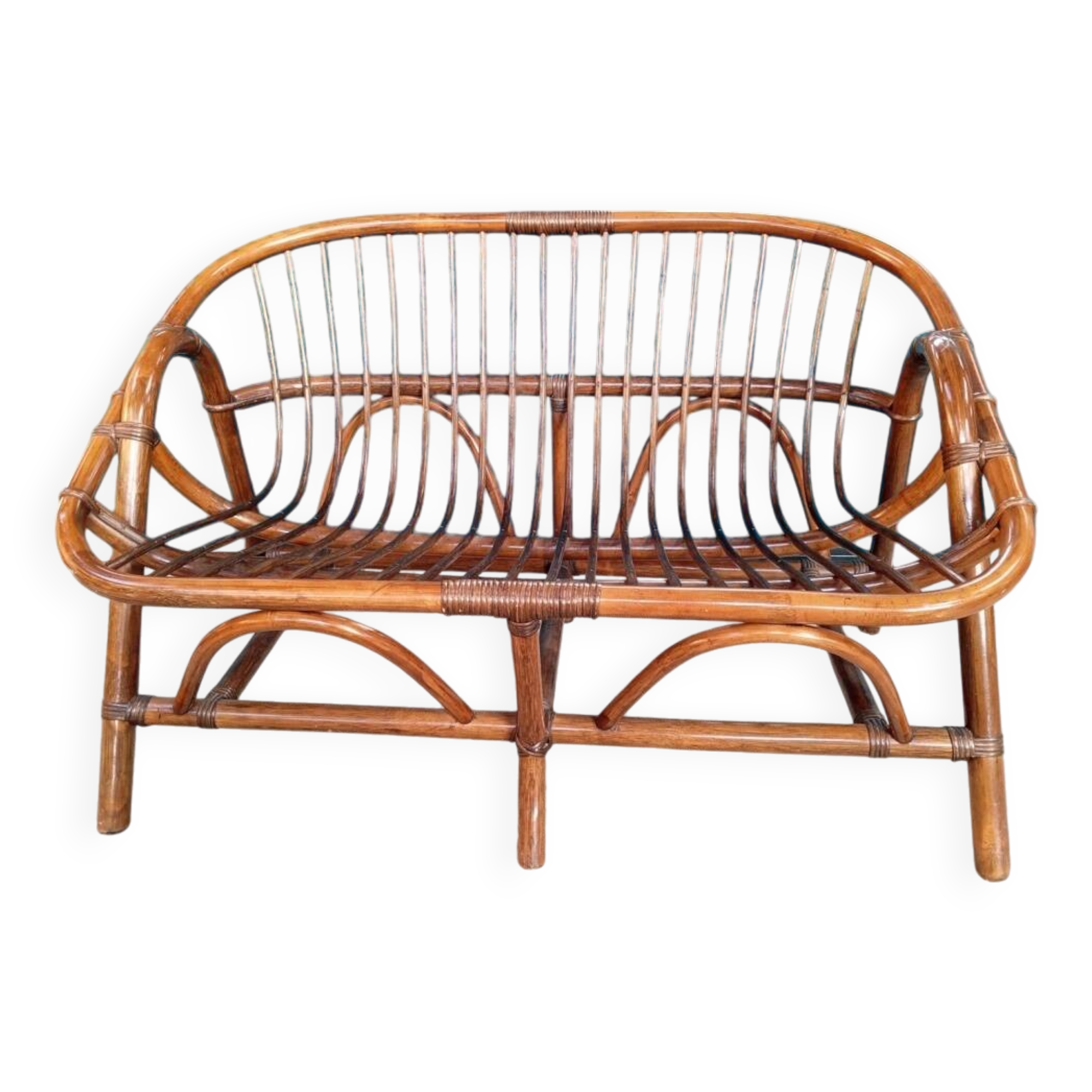 80s rattan bench